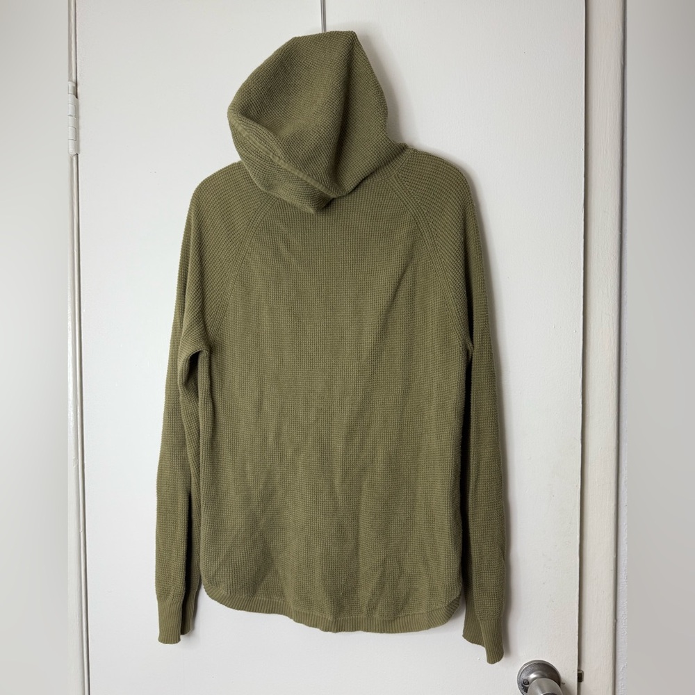 Lauren Ralph Lauren army green, waffle knit, cotton, pop over hoodie M - Picture 3 of 7